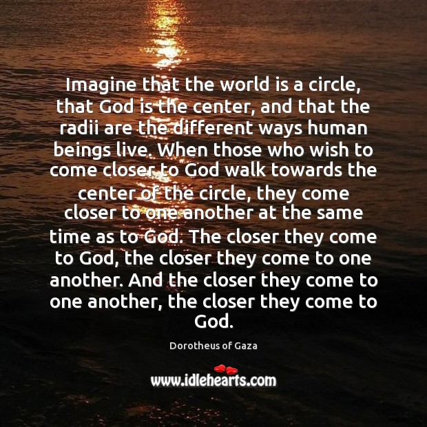 Imagine that the world is a circle, that God is the center, Image
