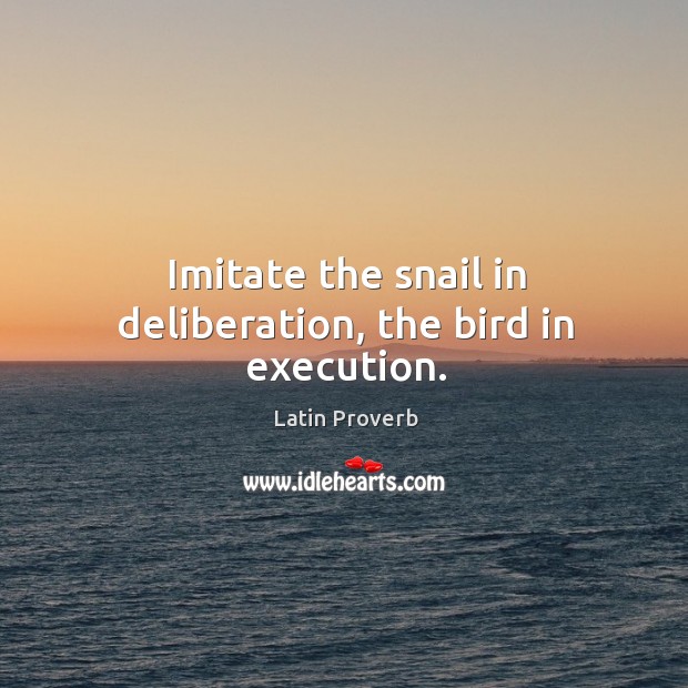 Imitate the snail in deliberation, the bird in execution. Image