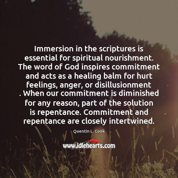Immersion in the scriptures is essential for spiritual nourishment. The word of Solution Quotes Image