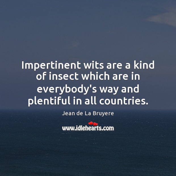 Impertinent wits are a kind of insect which are in everybody’s way Image