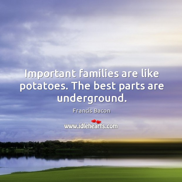 Important families are like potatoes. The best parts are underground. Francis Bacon Picture Quote
