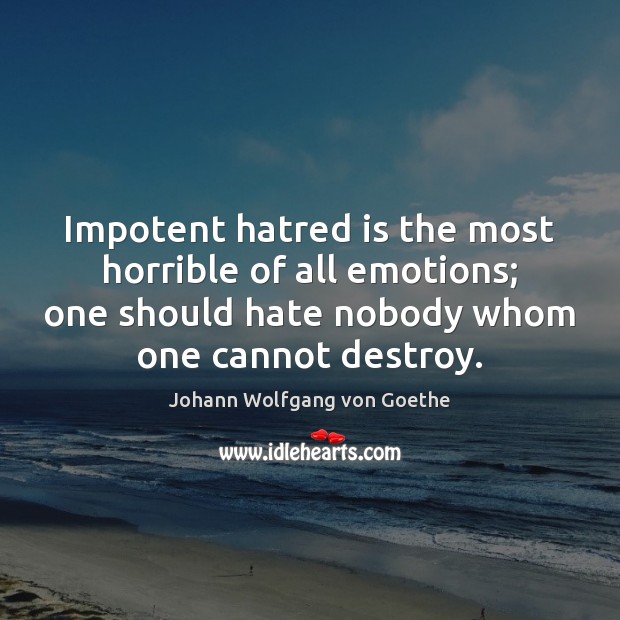 Impotent hatred is the most horrible of all emotions; one should hate 