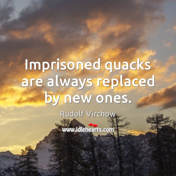 Imprisoned quacks are always replaced by new ones. Rudolf Virchow Picture Quote