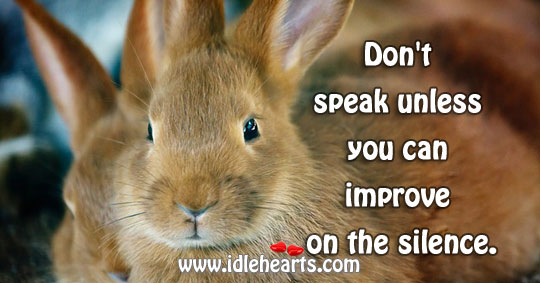 Speak only if you can improve upon the silence. Image