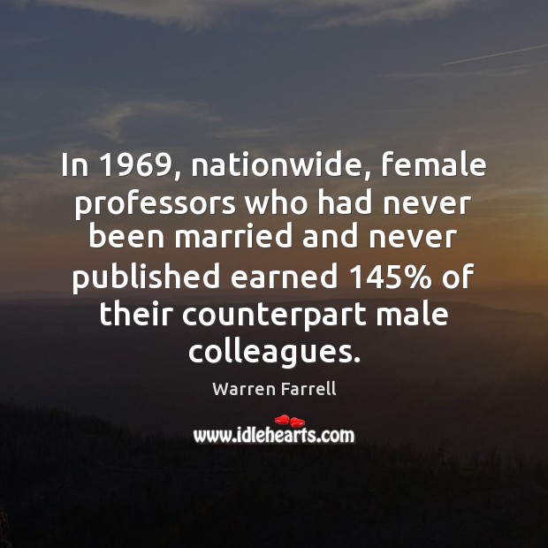 In 1969, nationwide, female professors who had never been married and never published Warren Farrell Picture Quote