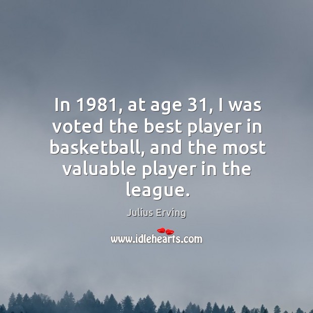 In 1981, at age 31, I was voted the best player in basketball, and the most valuable player in the league. Image