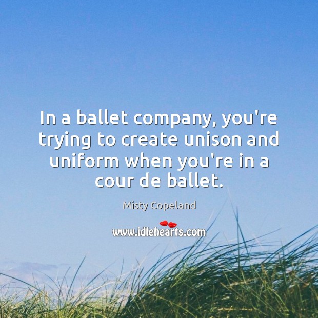 In a ballet company, you’re trying to create unison and uniform when Image