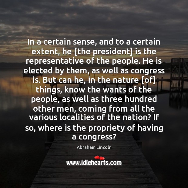In a certain sense, and to a certain extent, he [the president] Abraham Lincoln Picture Quote