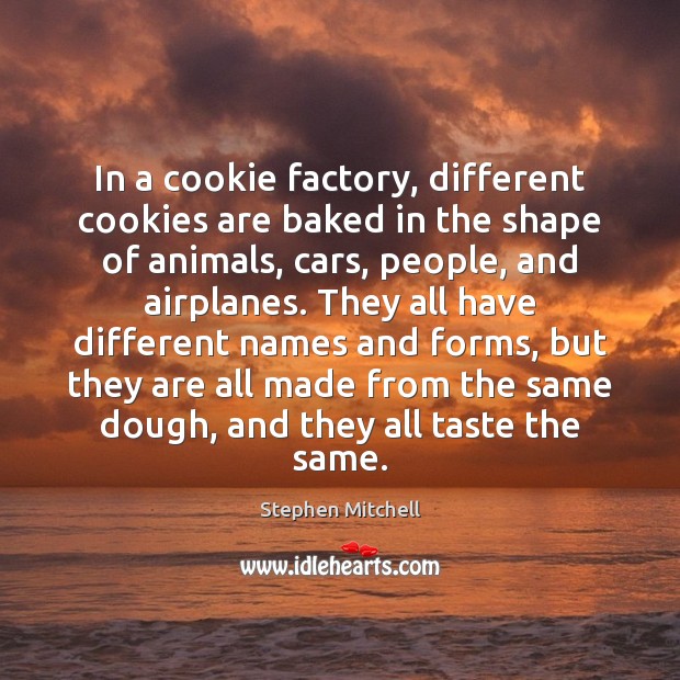 In a cookie factory, different cookies are baked in the shape of Stephen Mitchell Picture Quote