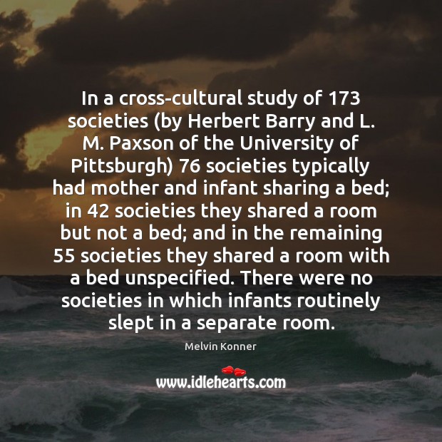 In a cross-cultural study of 173 societies (by Herbert Barry and L. M. Melvin Konner Picture Quote