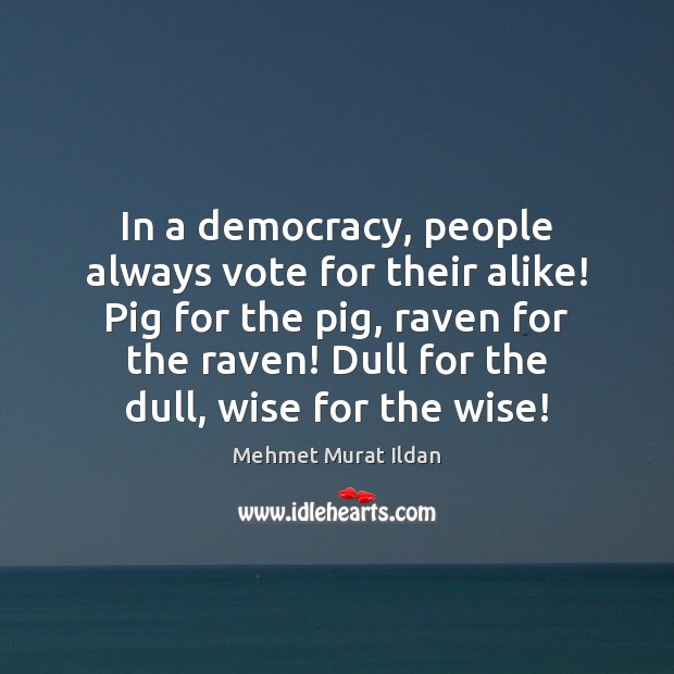 In a democracy, people always vote for their alike! Pig for the Mehmet Murat Ildan Picture Quote