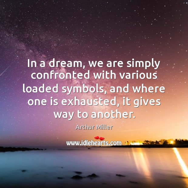 In a dream, we are simply confronted with various loaded symbols, and Arthur Miller Picture Quote