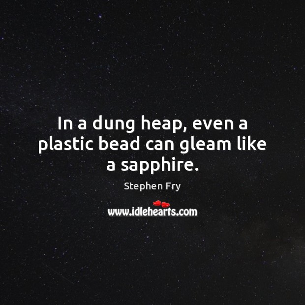 In a dung heap, even a plastic bead can gleam like a sapphire. Image