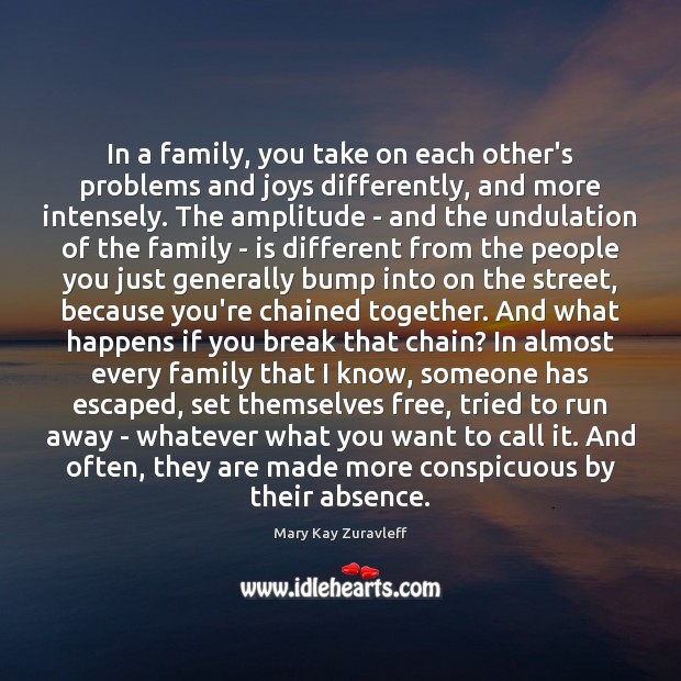 In a family, you take on each other’s problems and joys differently, Mary Kay Zuravleff Picture Quote