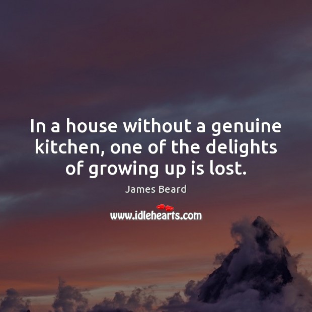 In a house without a genuine kitchen, one of the delights of growing up is lost. James Beard Picture Quote