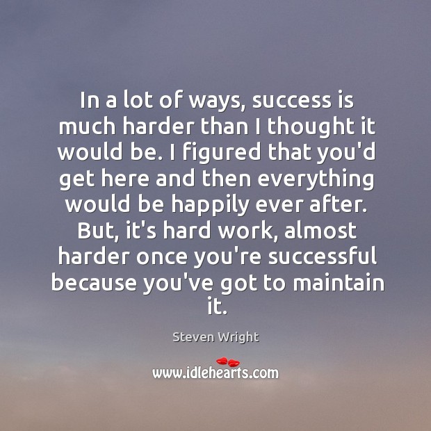 In a lot of ways, success is much harder than I thought Success Quotes Image