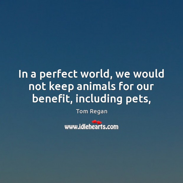 In a perfect world, we would not keep animals for our benefit, including pets, 