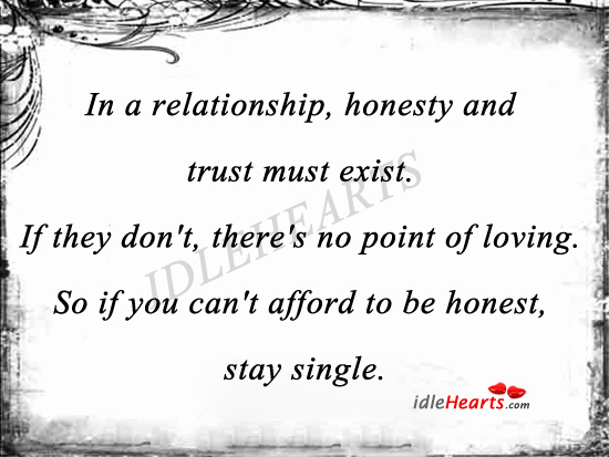 In a relationship, honesty and trust must exist. Image