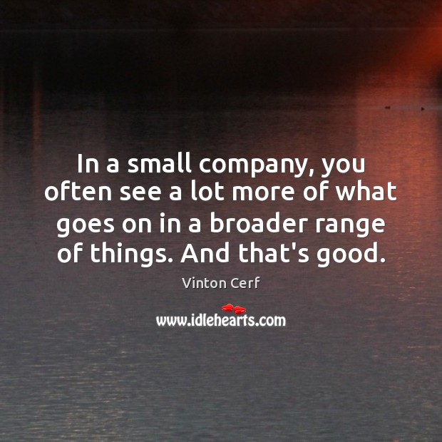 In a small company, you often see a lot more of what Vinton Cerf Picture Quote