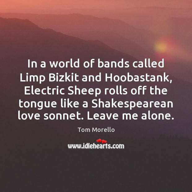 In a world of bands called Limp Bizkit and Hoobastank, Electric Sheep Tom Morello Picture Quote