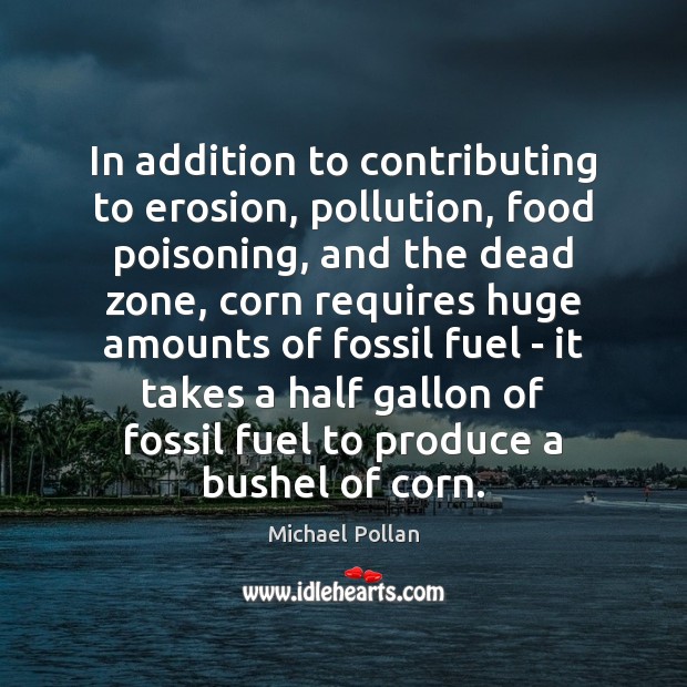In addition to contributing to erosion, pollution, food poisoning, and the dead Michael Pollan Picture Quote