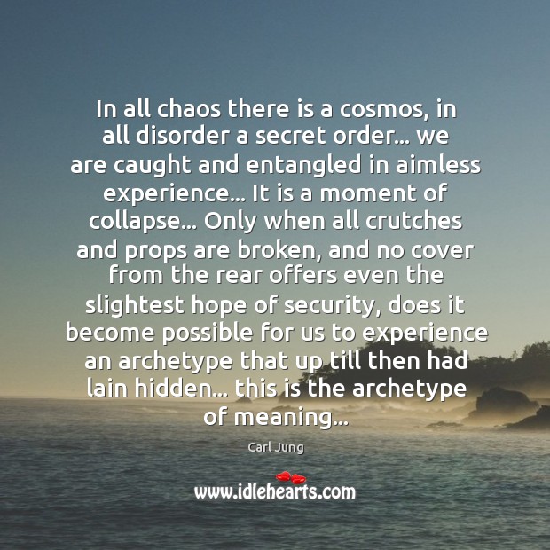 In all chaos there is a cosmos, in all disorder a secret 