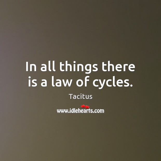 In all things there is a law of cycles. Tacitus Picture Quote