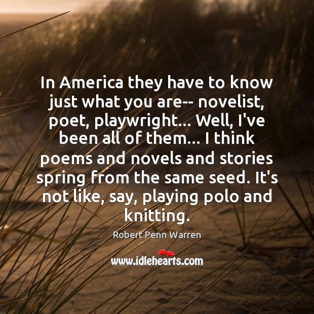 In America they have to know just what you are– novelist, poet, Image