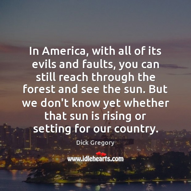 In America, with all of its evils and faults, you can still Dick Gregory Picture Quote