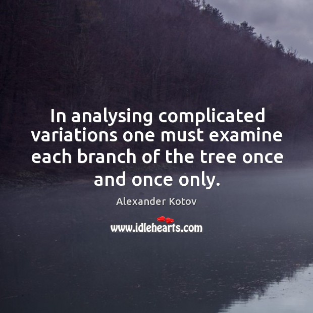 In analysing complicated variations one must examine each branch of the tree Alexander Kotov Picture Quote