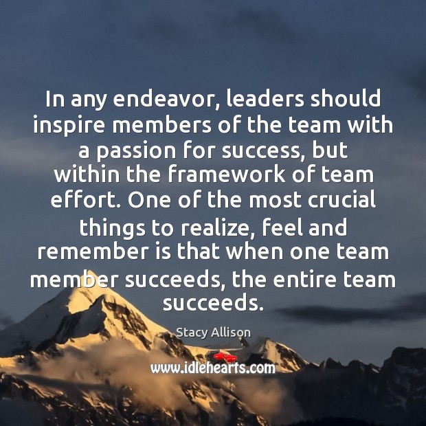 In any endeavor, leaders should inspire members of the team with a Passion Quotes Image