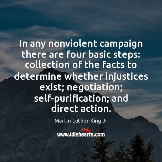 In any nonviolent campaign there are four basic steps: collection of the Martin Luther King Jr Picture Quote