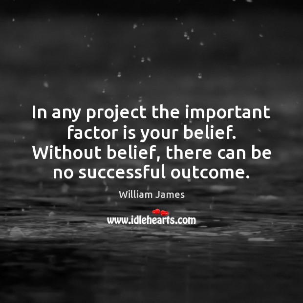 In any project the important factor is your belief. Without belief, there William James Picture Quote