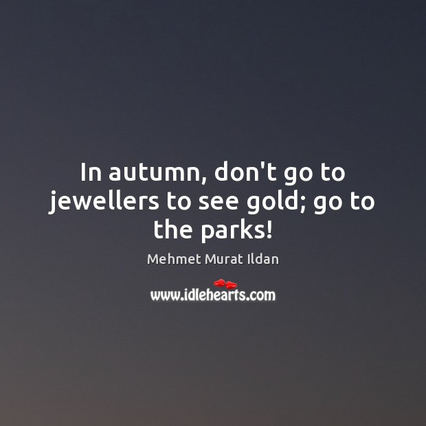 In autumn, don’t go to jewellers to see gold; go to the parks! Mehmet Murat Ildan Picture Quote
