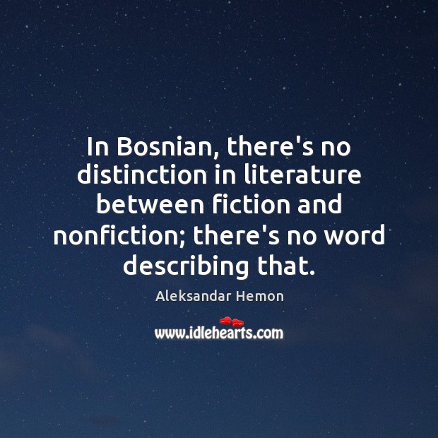 In Bosnian, there’s no distinction in literature between fiction and nonfiction; there’s Image