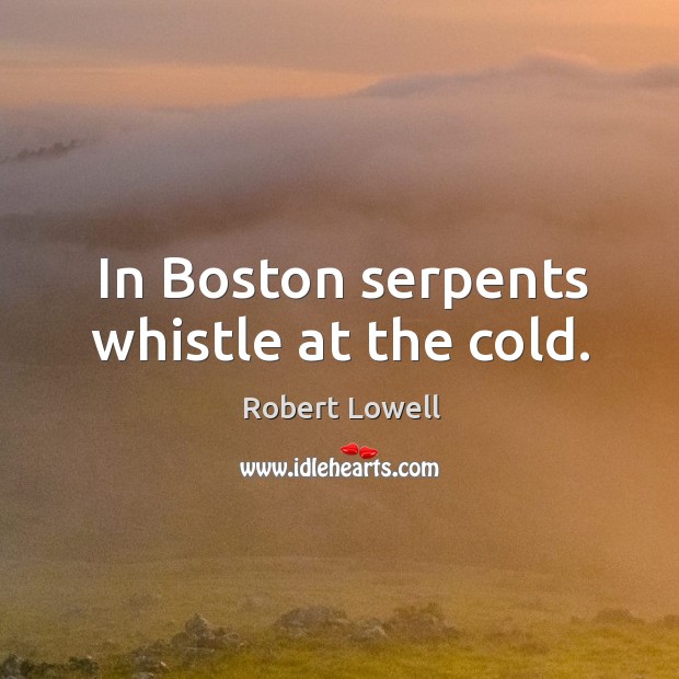 In boston serpents whistle at the cold. Robert Lowell Picture Quote