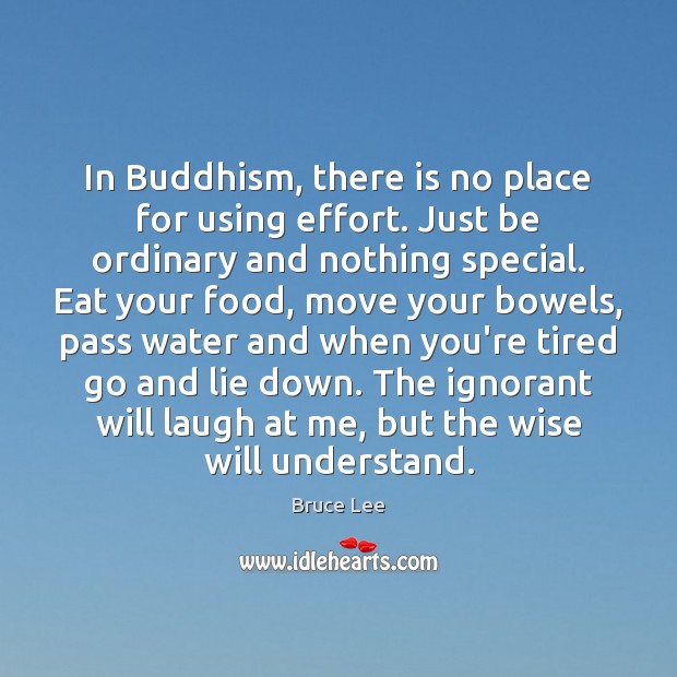 In Buddhism, there is no place for using effort. Just be ordinary Image