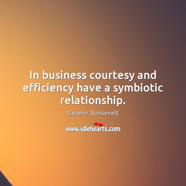 In business courtesy and efficiency have a symbiotic relationship. Eleanor Roosevelt Picture Quote