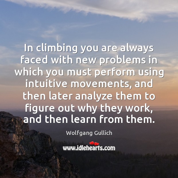In climbing you are always faced with new problems in which you Wolfgang Gullich Picture Quote