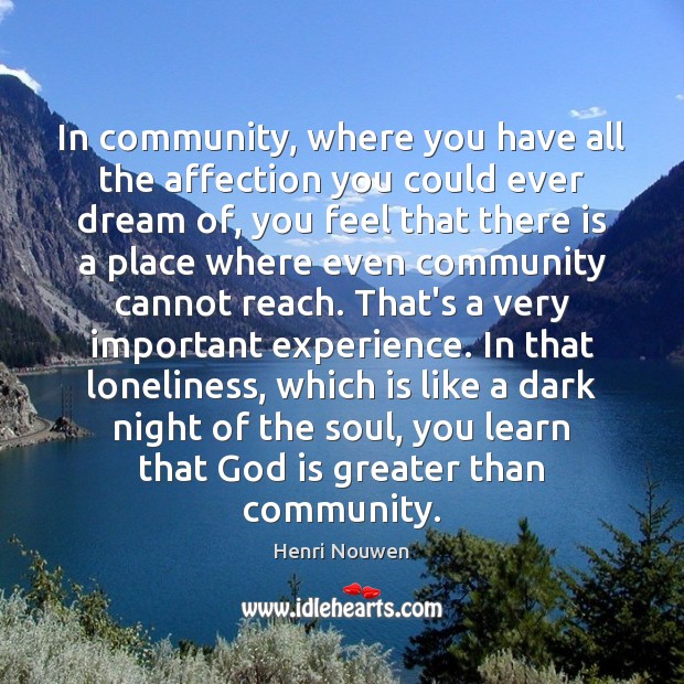 In community, where you have all the affection you could ever dream Henri Nouwen Picture Quote