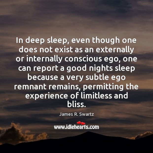 In deep sleep, even though one does not exist as an externally James R. Swartz Picture Quote