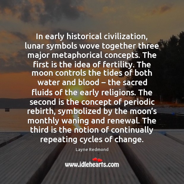 In early historical civilization, lunar symbols wove together three major metaphorical concepts. Image