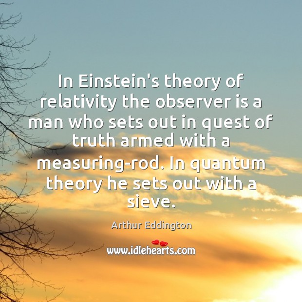 In Einstein’s theory of relativity the observer is a man who sets 