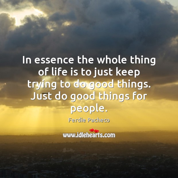 In essence the whole thing of life is to just keep trying Ferdie Pacheco Picture Quote