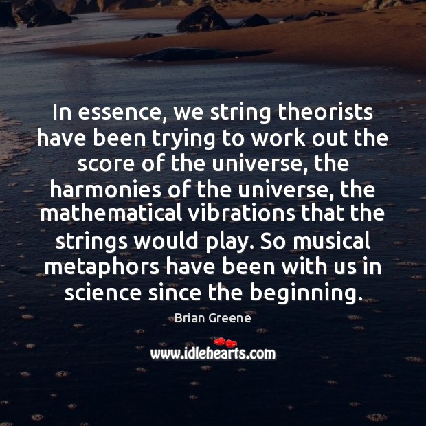 In essence, we string theorists have been trying to work out the Brian Greene Picture Quote