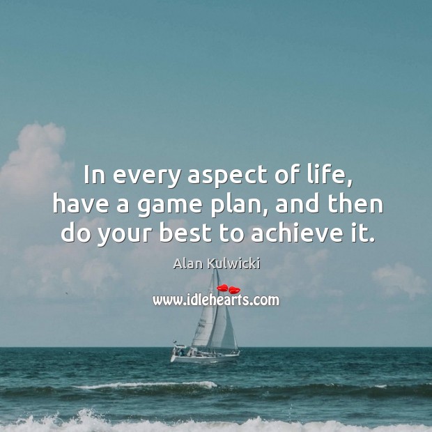 In every aspect of life, have a game plan, and then do your best to achieve it. Image