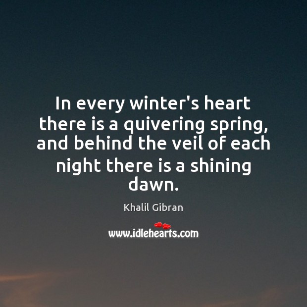 In every winter’s heart there is a quivering spring, and behind the Khalil Gibran Picture Quote