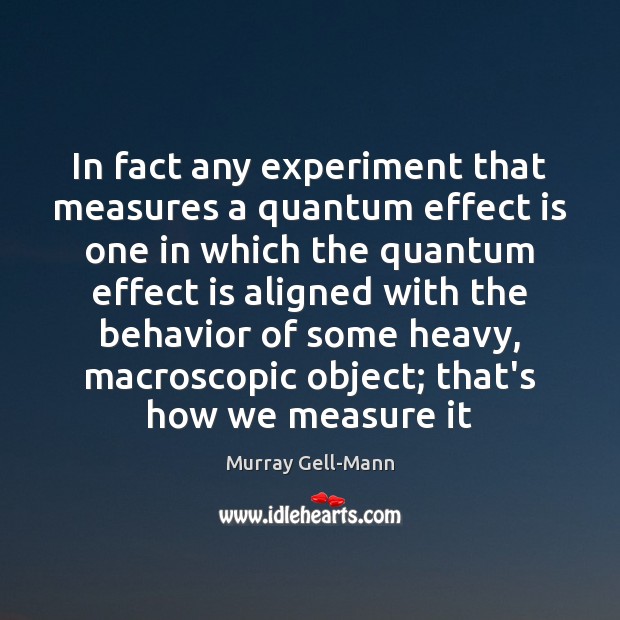 In fact any experiment that measures a quantum effect is one in Murray Gell-Mann Picture Quote