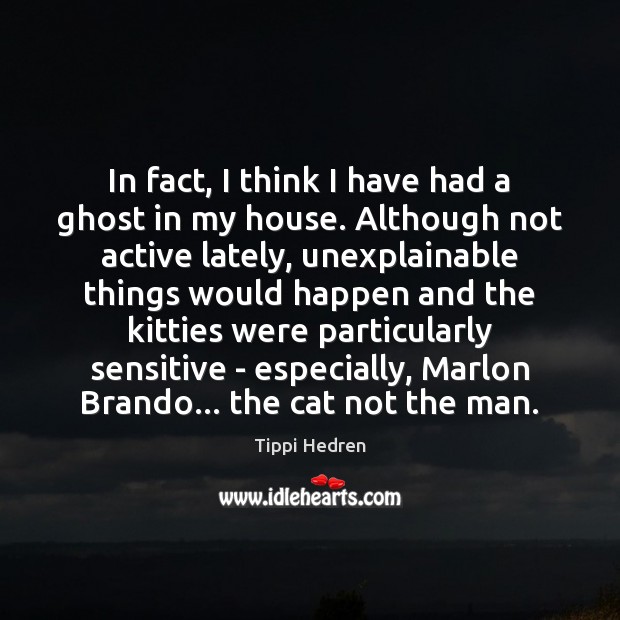 In fact, I think I have had a ghost in my house. Tippi Hedren Picture Quote