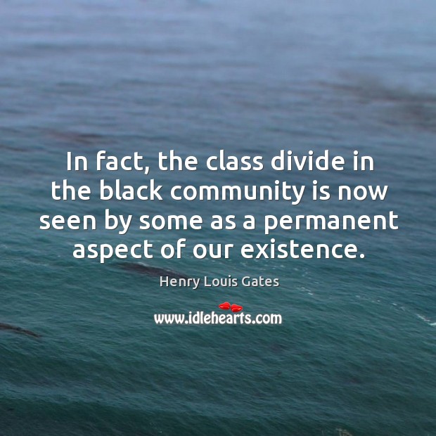 In fact, the class divide in the black community is now seen Henry Louis Gates Picture Quote